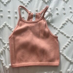 Peach Ribbed Crop Top
